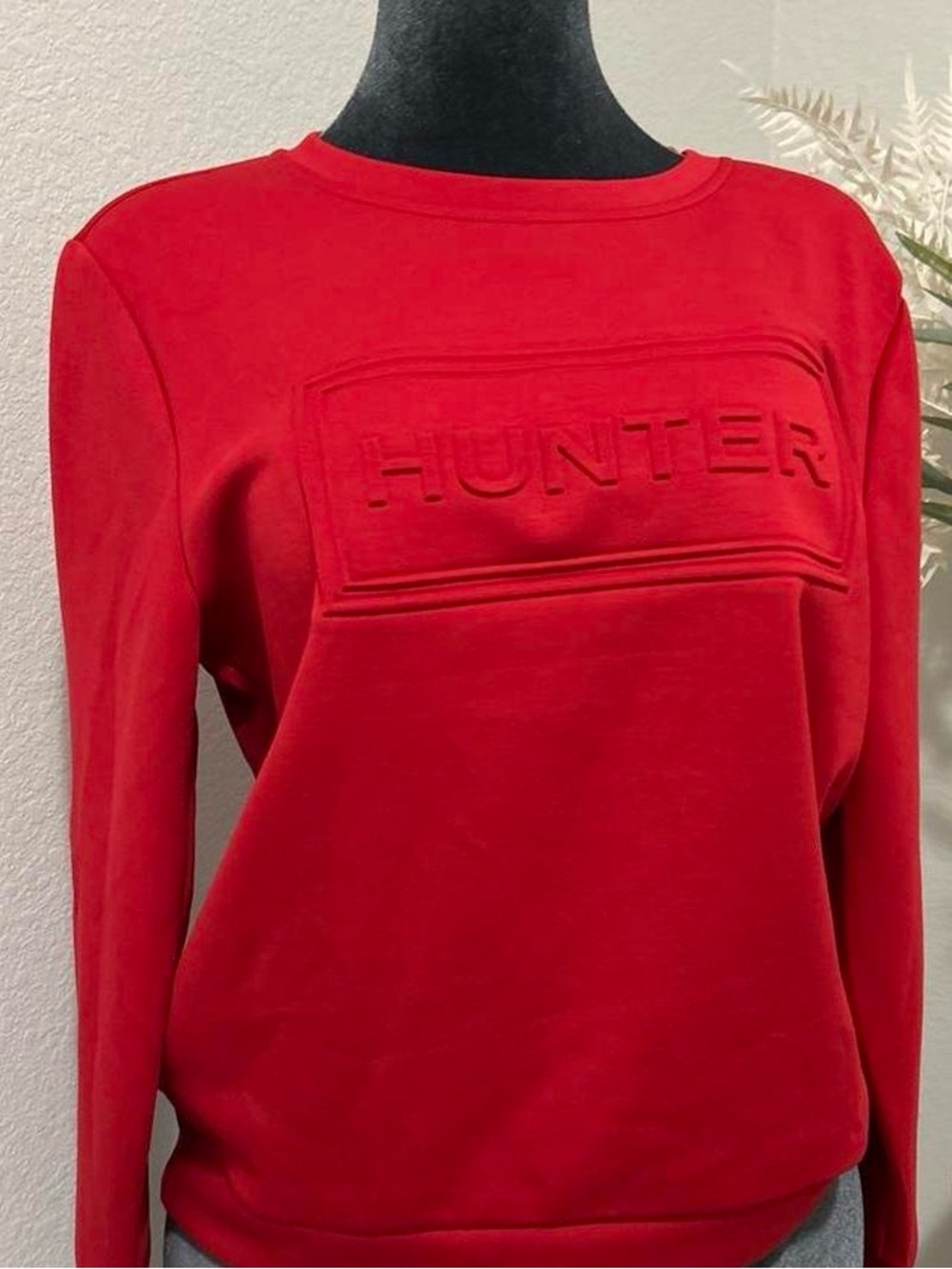 Hunter Red Embossed Logo Crewneck Sweatshirt
